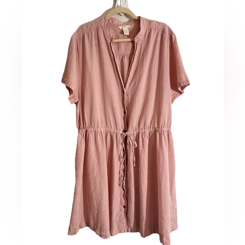 H&M Light Pink Tunic Linen Pale Pink Spring Coastal Dress